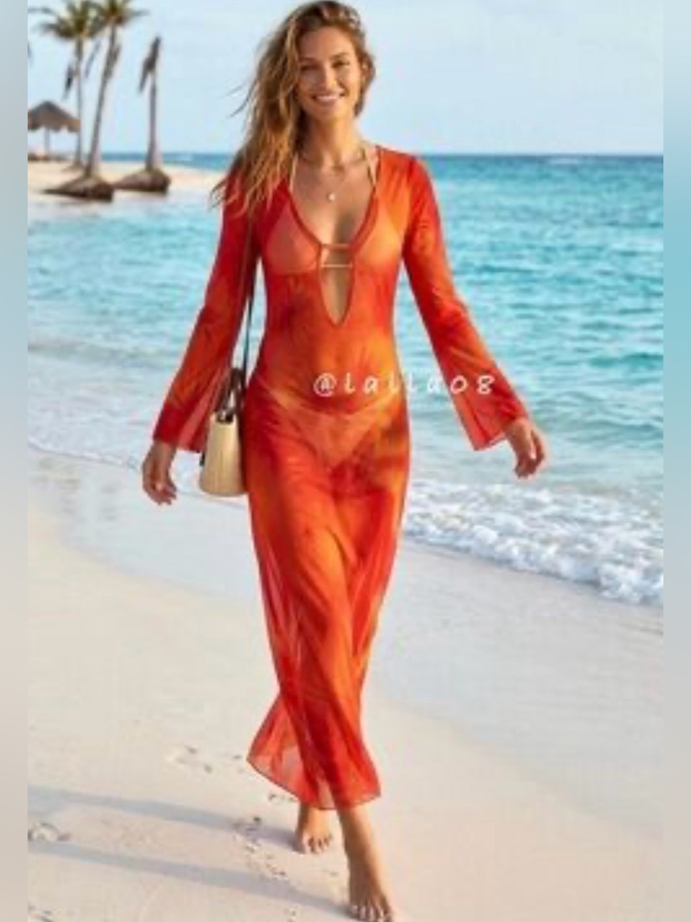 CAROLINE CONSTAS NEW SWIM/Dress 
Orange mesh.. Size S